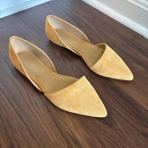 J.Crew Suede D’Orsay Pointed Toe Flats Mustard Yellow Size 9.5